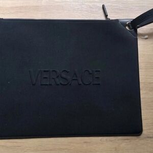 Versace Elegant Black Clutch Zip Bag